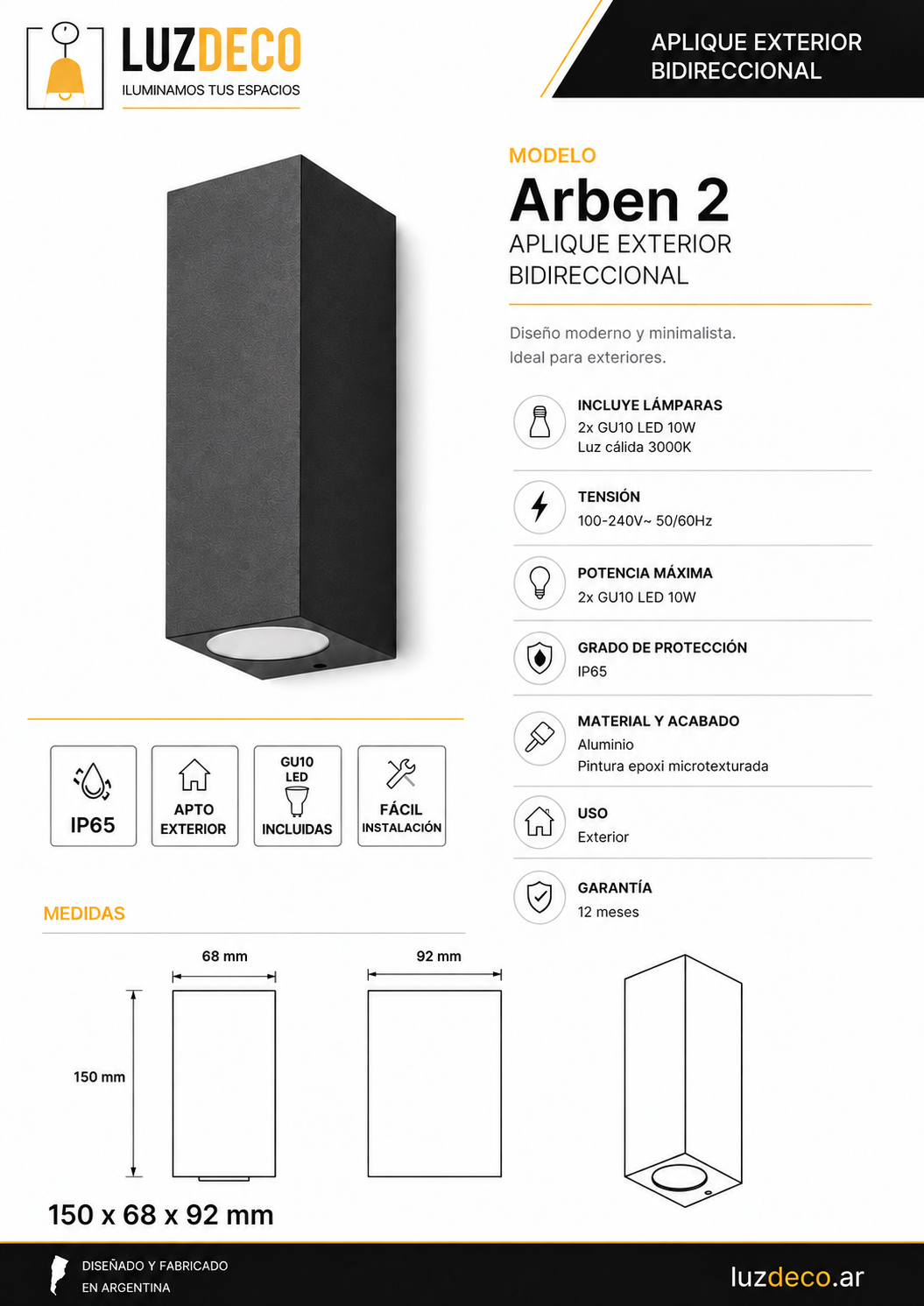 Aplique Bidireccional ARVEN 2 - Imagen 5