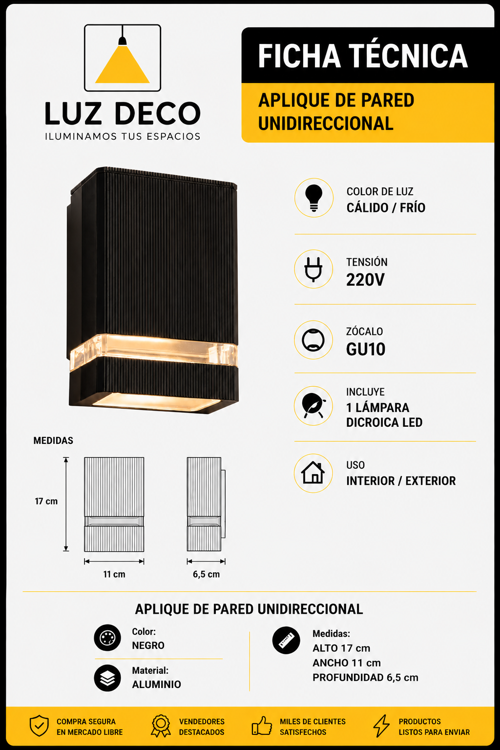 Aplique Unidireccional Laren 1 - Imagen 2