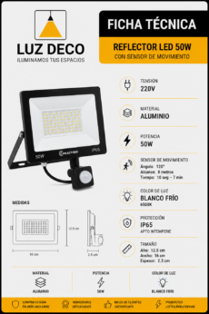 Reflector con sensor de movimiento 50W