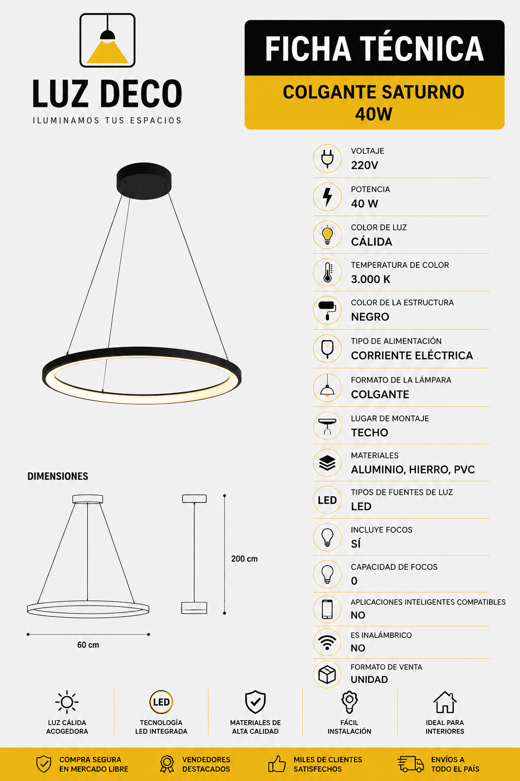Colgante Saturno Negro - Imagen 2