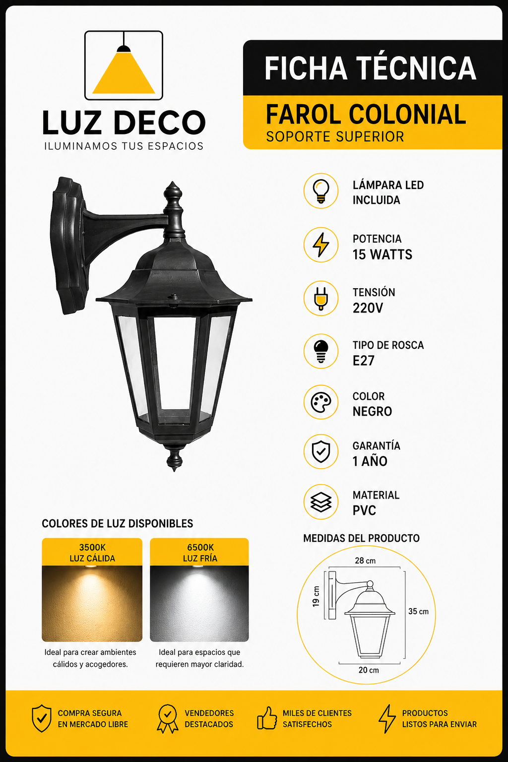 Farola PVC soporte Superior - Imagen 2