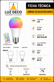 Lámpara Gota Led RGB 10W