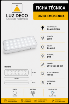 Luz de Emergencia de 30 Leds