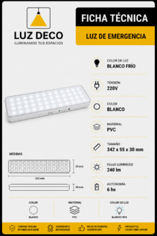 Luz de Emergencia de 60 Leds