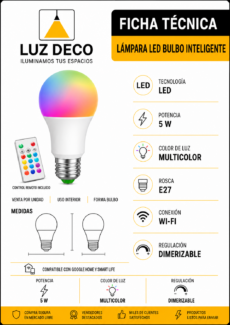 Lámpara Gota Led RGB 5w