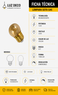 Lámpara Vintage Gota G45
