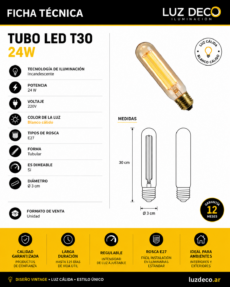 Lámpara Vintage Tubo T30