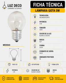 Lámpara  Gota Incandescente 5W