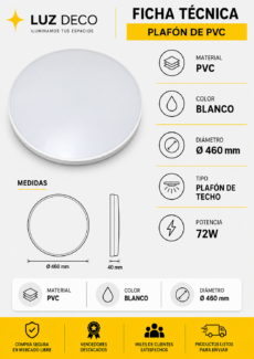 Plafón Redondo PVC de 72W