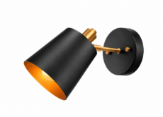 Velador aplique de pared Luna negro y dorado E27
