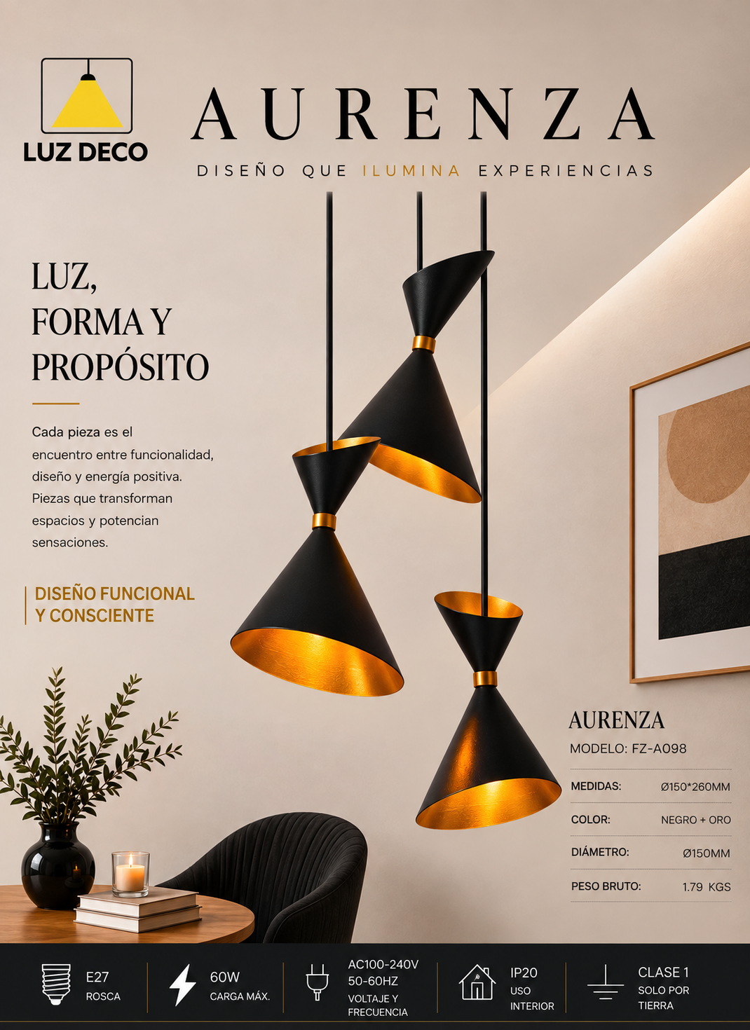 Ficha técnica colgante Aurenza FZ-A098